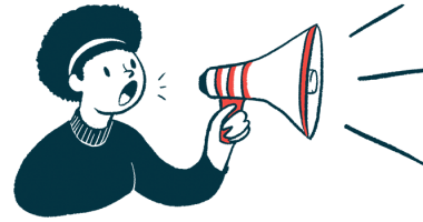 An announcement illustration of a woman with a megaphone.