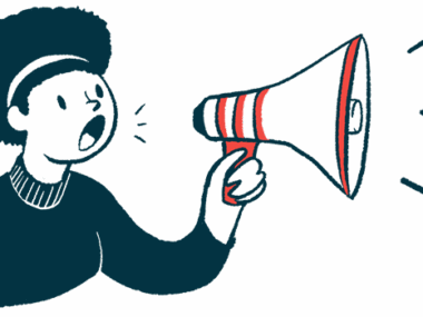 An announcement illustration shows a person holding a megaphone and speaking.