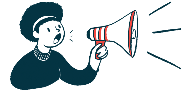 An announcement illustration of a woman with a megaphone.