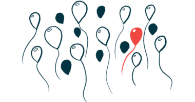 An illustration of a red balloon among black and white ones.