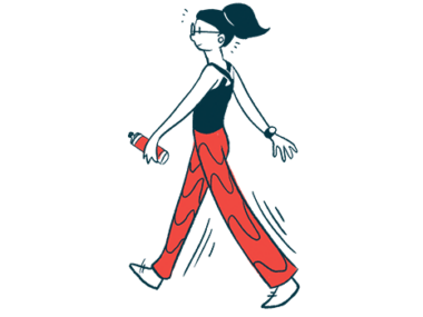 An illustration of a woman walking.
