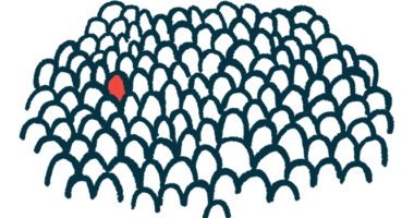 One red-headed person is shown in a sea of white heads in this illustration.