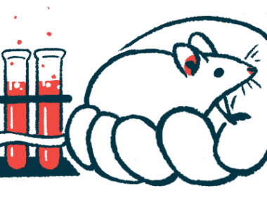 A rodent is held in a hand, as test tubes of blood sit nearby.