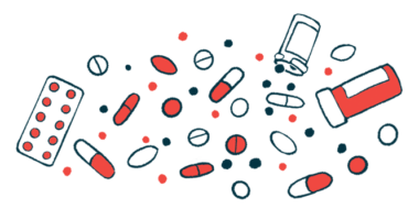 An illustration depicts several pill bottles and various scattered medications.