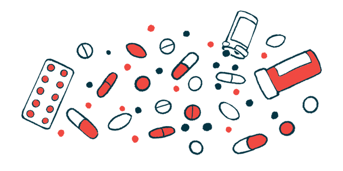 An illustration depicts several pill bottles and various scattered medications.