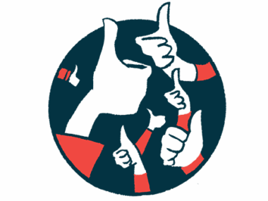 Multiple hands are seen giving the thumbs-up sign from inside a black circle.