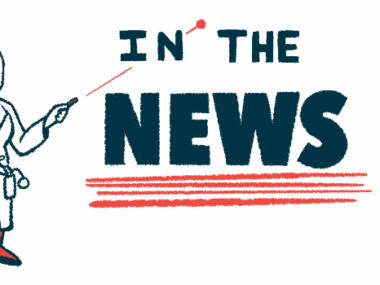 A researcher aims a laser pointer at the words In The News.