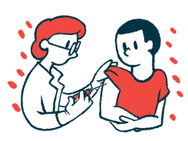 A patient receives an injection.