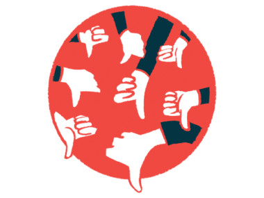 Multiple hands are shown giving the thumbs-down sign.